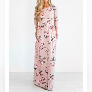 Jessakae Pink Floral Maxi Dress Modest Women's Medium